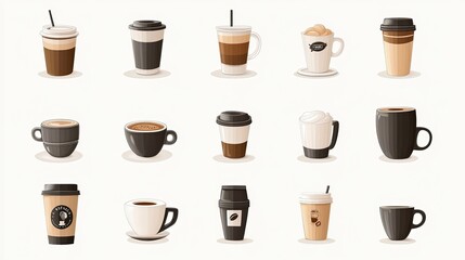  icon set  about coffee