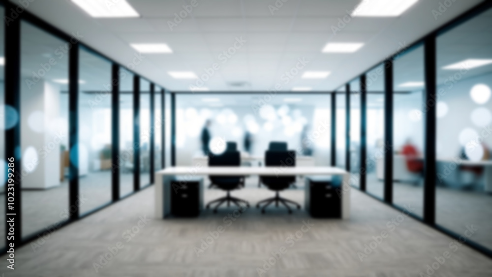 Canvas Prints blurred image of modern office interior with bokeh lights.
