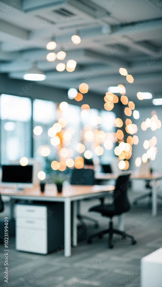 Canvas Prints blurred image of modern office interior with bokeh lights.