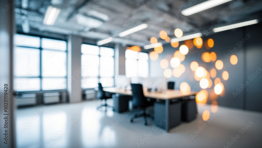 Canvas Prints blurred image of modern office interior with bokeh lights.