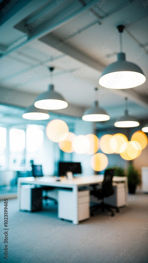 Canvas Prints blurred image of modern office interior with bokeh lights.