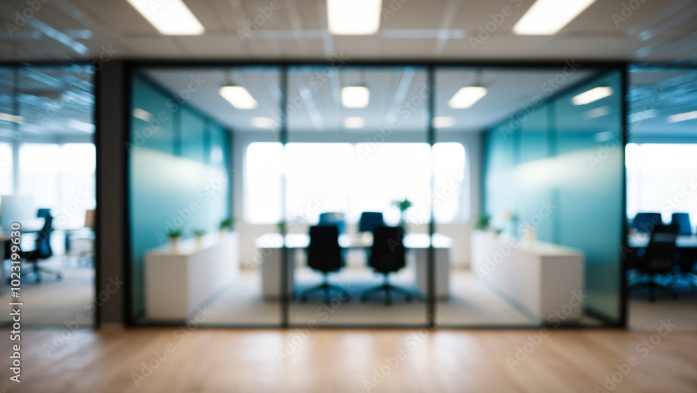 Canvas Prints blurred image of modern office interior with bokeh lights.