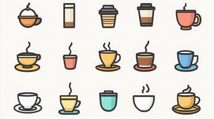  icon set  about coffee