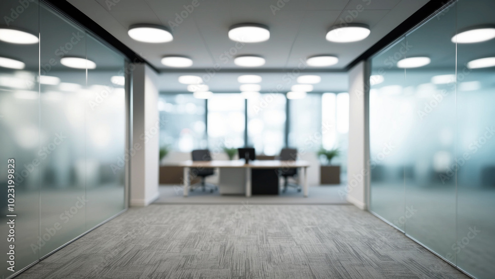 Canvas Prints blurred image of modern office interior with bokeh lights.