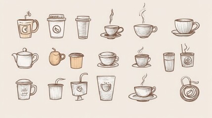  icon set  about coffee