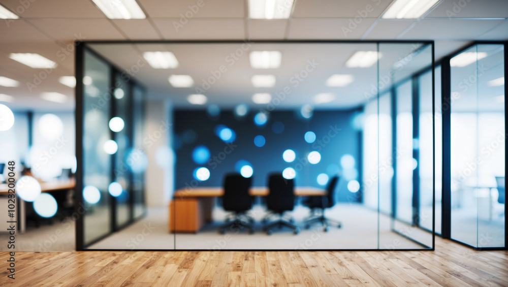 Canvas Prints blurred image of modern office interior with bokeh lights.