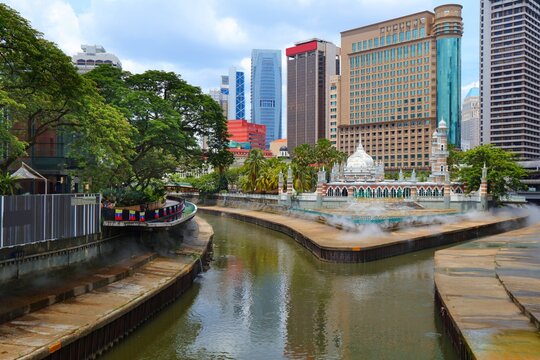Kuala Lumpur city skyline with Masjid Jamek