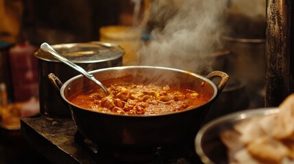 Traditional Indian Chicken Korma in a Kitchen Setting