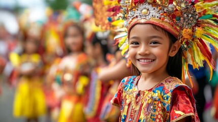 Fototapeta premium Young Girl in Colorful Costume with Beaded Headpiece