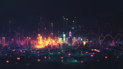 Global stock market visualization with cities connected by data graph lines
