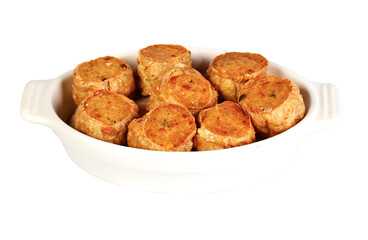 Grilled Fresh Chilli Chicken Roll. on a plate white background