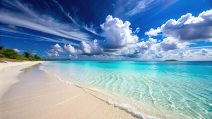 Fototapeta premium Paradise on earth with crystal clear waters and pristine white sand beach , Whitsundays, Australia, Whitehaven Beach
