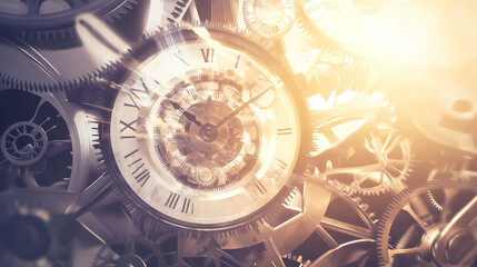 Fototapeta premium clock gear background and abstract . 3d, rendering, illustration