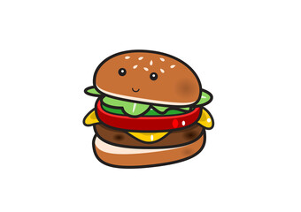 かわいいハンバーガーのキャラクター