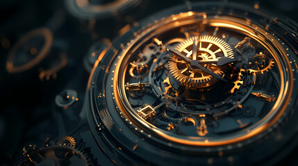 Fototapeta premium clock gear background and abstract . 3d, rendering, illustration