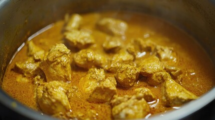 Creamy Chicken Korma Simmering in a Pot