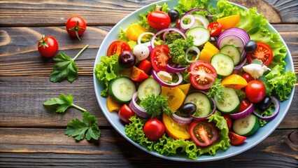 Fresh salad with assorted vegetables flying in the air, salad, fresh, vegetables, healthy, flying, motion, organic