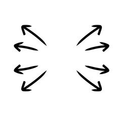 Hand drawn thin line arrows . Arrow icon. 