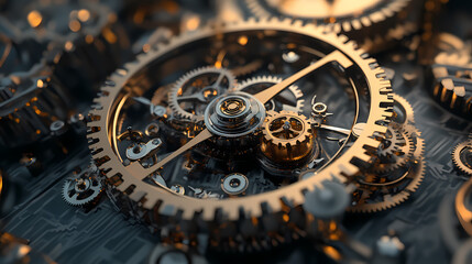 clock gear background and abstract . 3d, rendering, illustration
