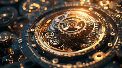 clock gear background and abstract . 3d, rendering, illustration