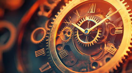 Fototapeta premium clock gear background and abstract . 3d, rendering, illustration