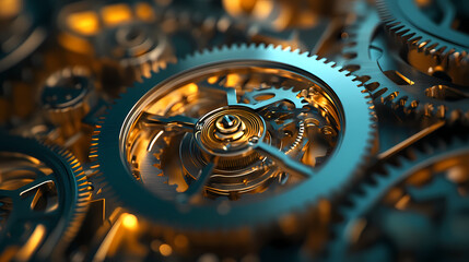 clock gear background and abstract . 3d, rendering, illustration
