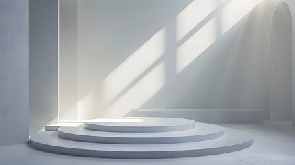 Serene Minimalist Stage with Soft Light and Shadows