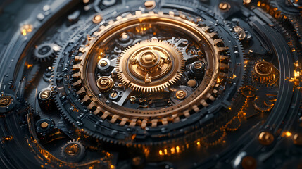 Obraz premium clock gear background and abstract . 3d, rendering, illustration