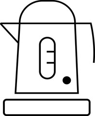 Home kitchen appliances line icon. Washing machine, microwave oven, iron, blender, vacuum cleaner. Vector