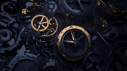 Naklejka premium clock gear background and abstract . 3d, rendering, illustration