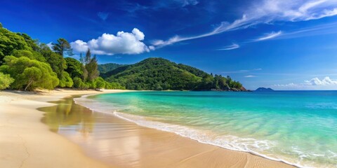 Empty beach with clear blue waters and white sand in summer season at Phuket, Thailand , beach, summer, Phuket