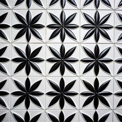 Tiles of black pattern backgrounds white architecture.