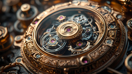 Obraz premium clock gear background and abstract . 3d, rendering, illustration