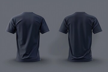 Tshirt front back and side view deep navy blue shirt color for man