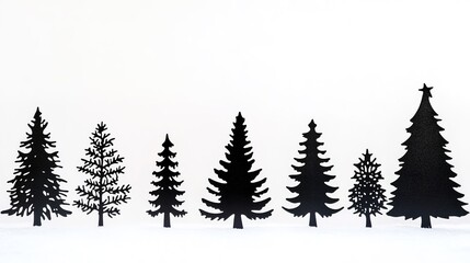 Obraz premium Various Christmas Tree Silhouettes on a White Background