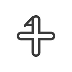 Obraz premium Stylized Plus Sign with Curved Line at Top