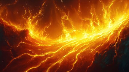 A fiery landscape with molten lava and glowing embers, evoking a sense of heat and intensity.