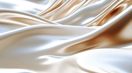 Fototapeta premium A close-up of flowing satin fabric in soft beige and white tones.
