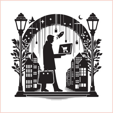 recommend clip art: Cyber Monday Silhouette Vector Illustration in white background