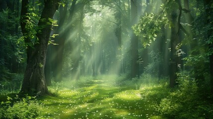 Obraz premium Sunbeams in the Forest