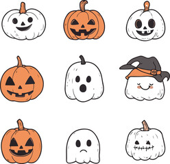 Halloween Pumpkin and Ghost Characters