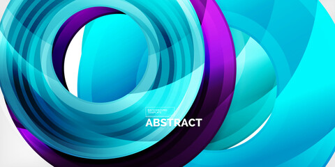 Bright colorful circles with light effects. Abstract background
