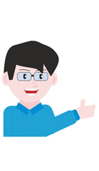 illustration of a happy male man with thumb up to show approval or success.