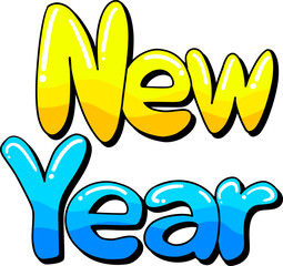 Happy New year bubble text calligraphy