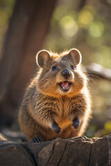 Obraz premium Portrait of a cute rodent quokka, a marsupial that is native to Australia