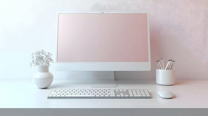 3D Icon of Sleek Keyboard and Mouse Isolated on White Background - Modern Home Office Vector Image Design for Tech Savvy Professionals
