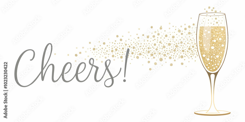 Poster elevate your celebrations with an elegant vector of a floating champagne flute and bubbles bursting 