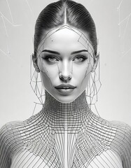 Beautiful woman in cyber environment