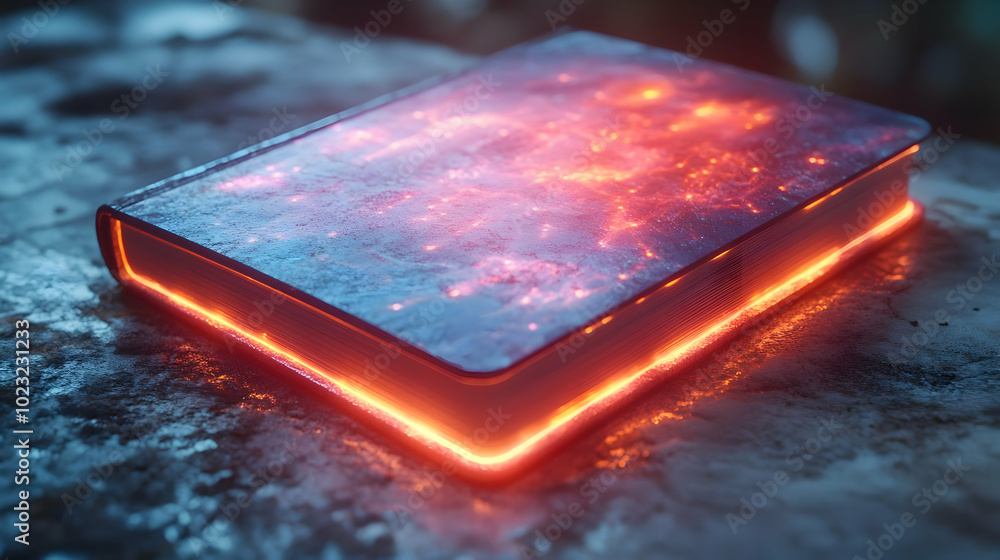 Aufkleber 3d icon smart notebook with holographic pages: captivating photo of a high-tech notebook featuring l