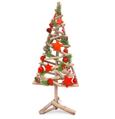 decorative christmas tree on white isolated background
